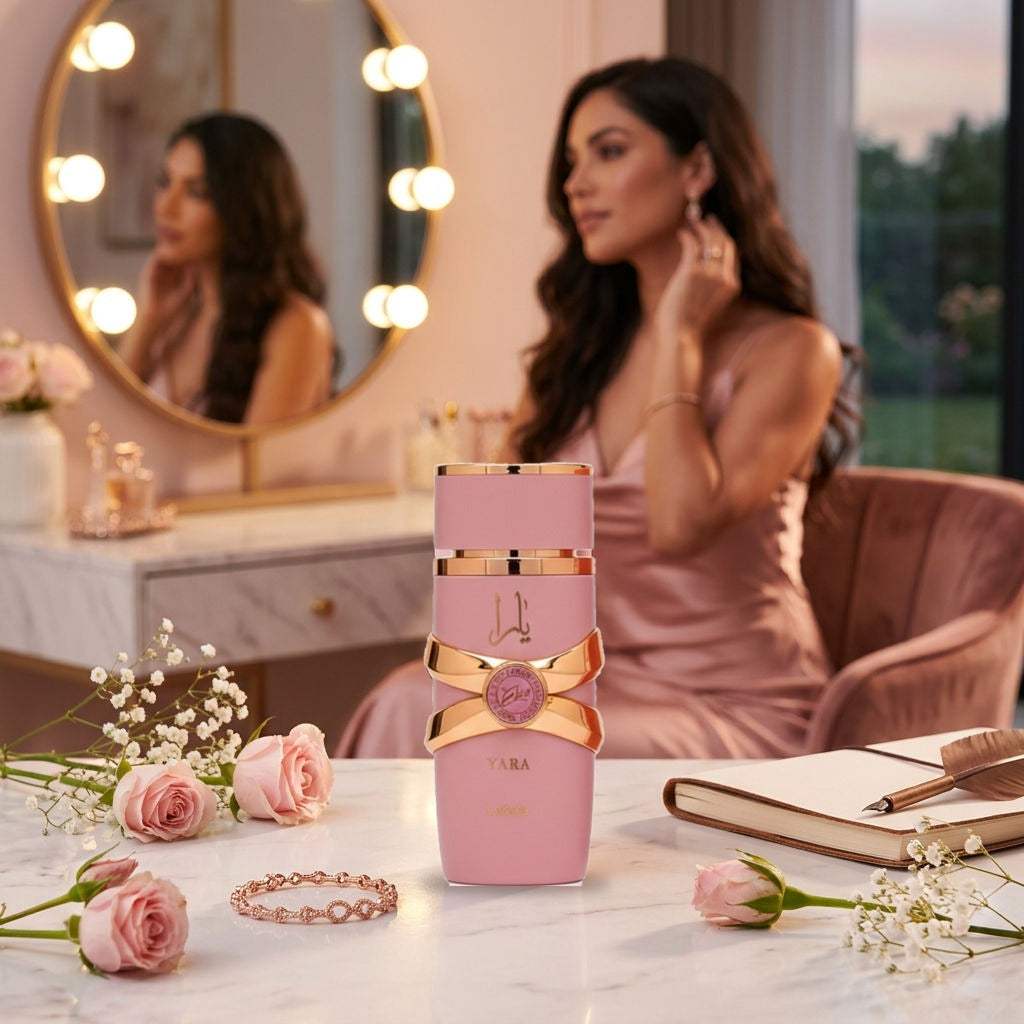 Perfume Lattafa Yara Elixir 100 ml en el tocador