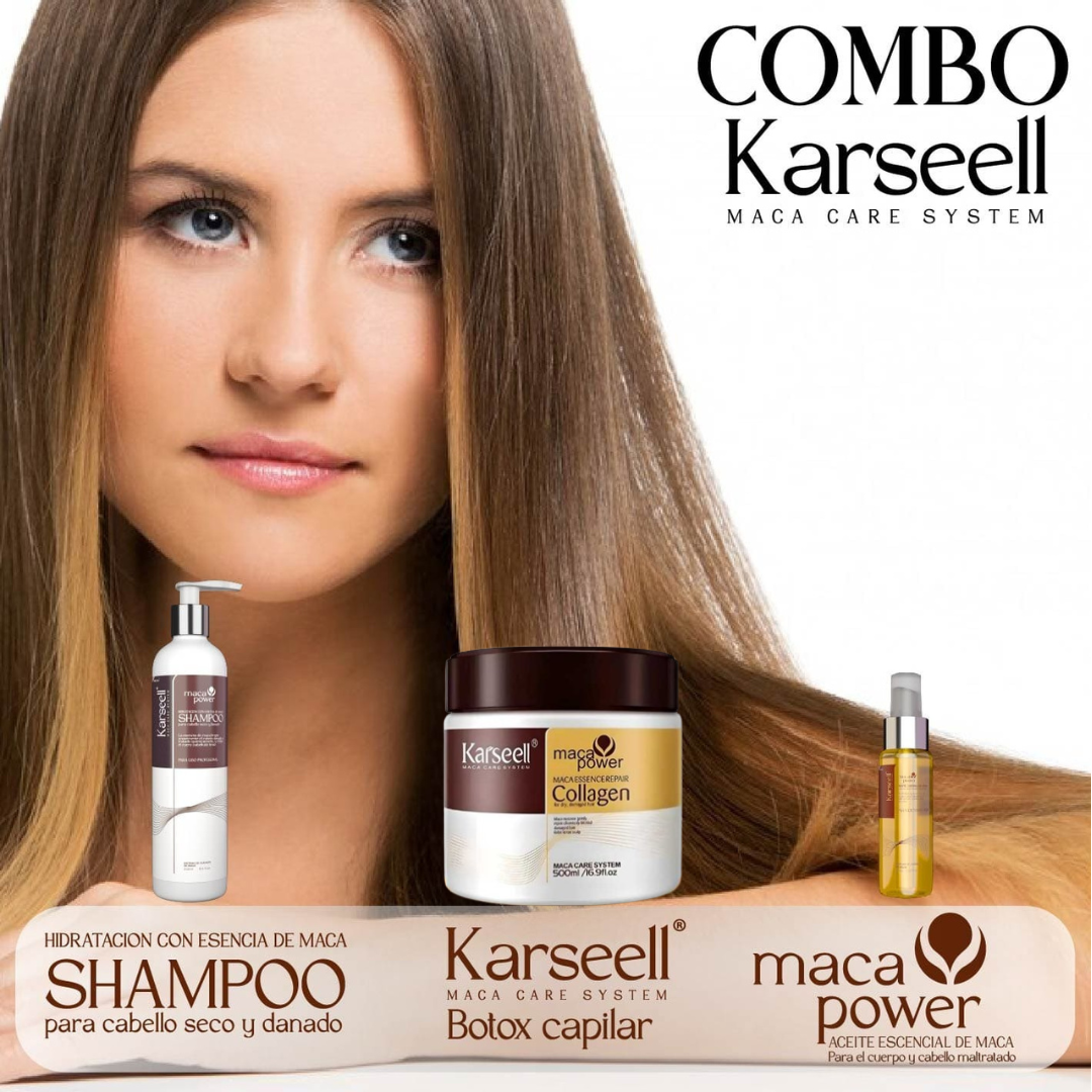 COMBO KARSEELL - 3 PRODUCTOS (Shampoo + Crema Capilar + Aceite de Argan) ORIGINAL