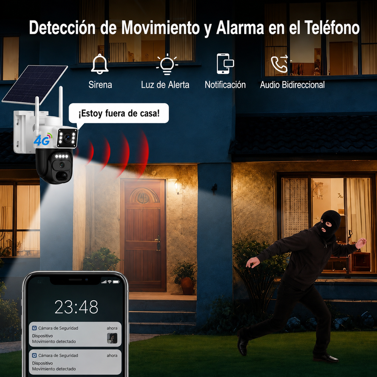 Cámara de Seguridad Solar 4G 360° | Vigilancia sin WiFi
