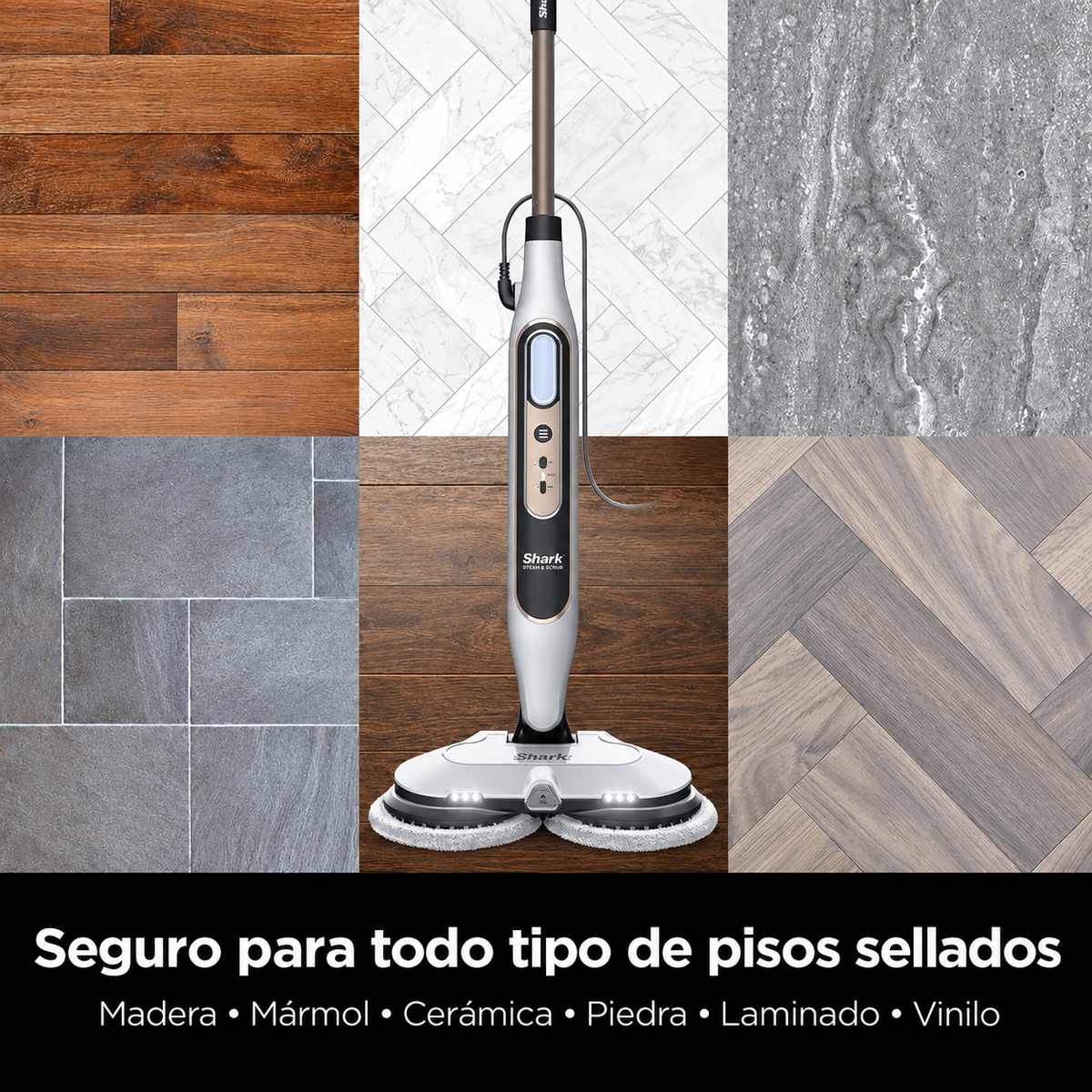 Mopa a Vapor con Cepillos Giratorios | Limpieza Profunda de Pisos