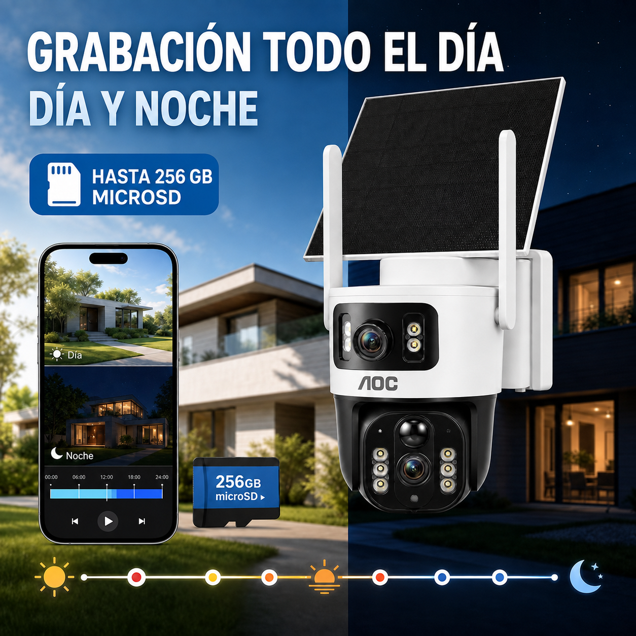 Cámara de seguridad digital solar LTE 4G para exteriores AOC