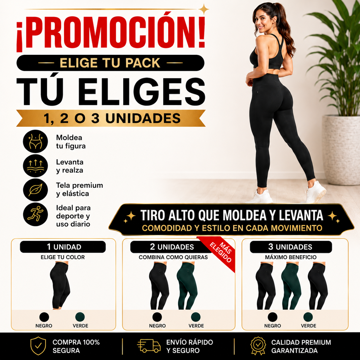 Calza Push Up Moldeadora de Tiro Alto – Define y Realza tu Figura