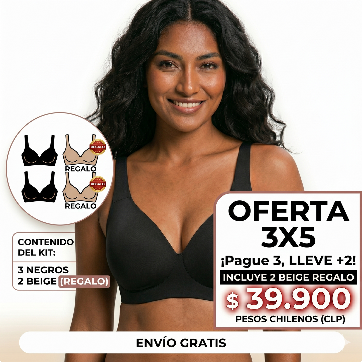 PROMOCIÓN 3x1 + REGALO - Sostén Premium sin Aros que Moldea y Realza