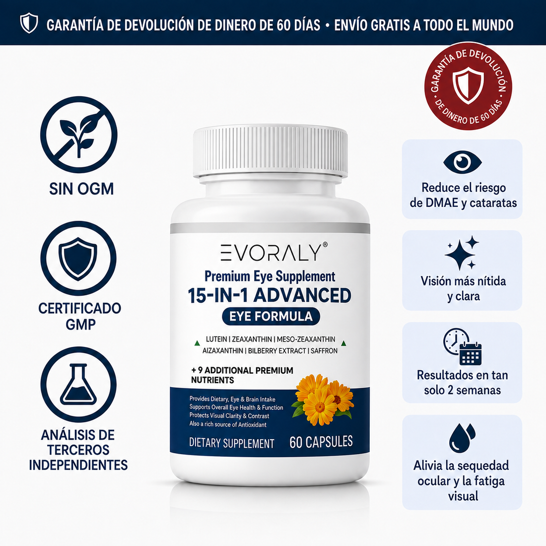 Visionyx - Fórmula para la Vista con Luteína, Zeaxantina y Astaxantina | 60 cápsulas