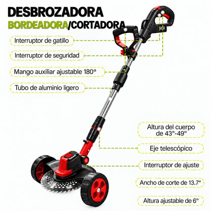 Podadora Inalambrica Cesped con Ruedas