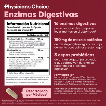 Physician's Choice | Enzimas Digestivas con Probióticos y Prebióticos