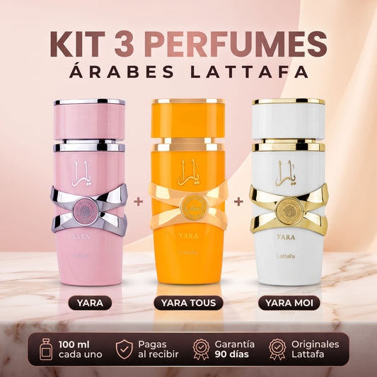 Kit 3 perfumes árabes Lattafa: Yara, Yara Tous y Yara Moi 100 ml