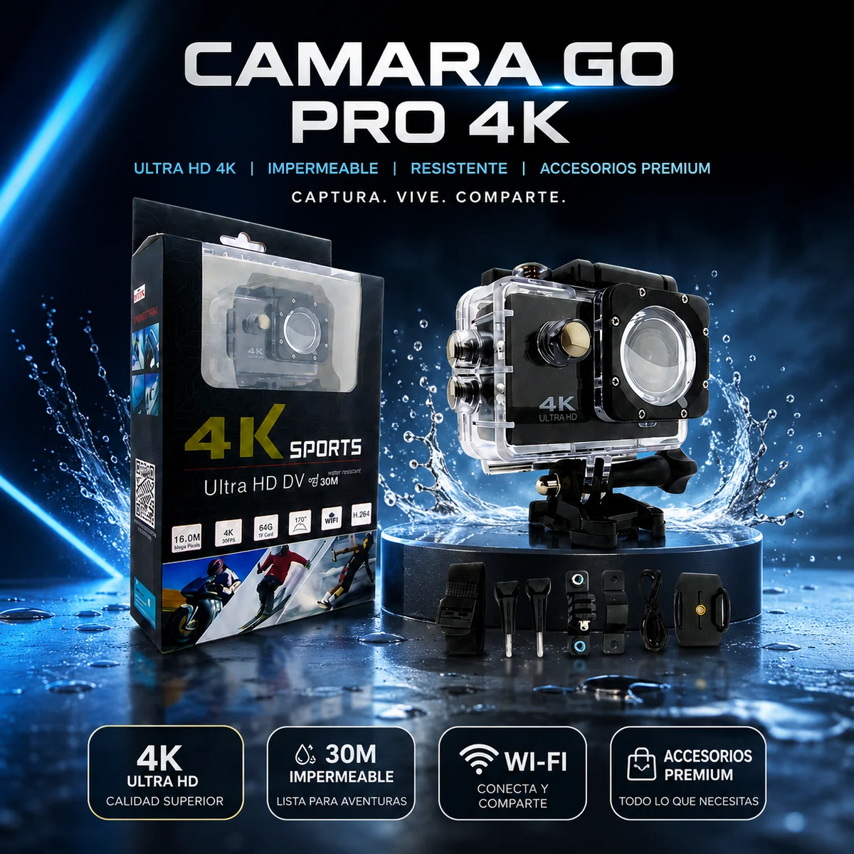 📸 Cámara de Acción 4K – ¡Graba tus aventuras como un profesional!